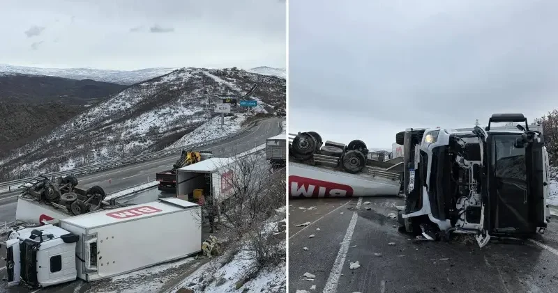 Bingöl de devrilen tırın sürücüsü yaralandı Bingöl Haberleri