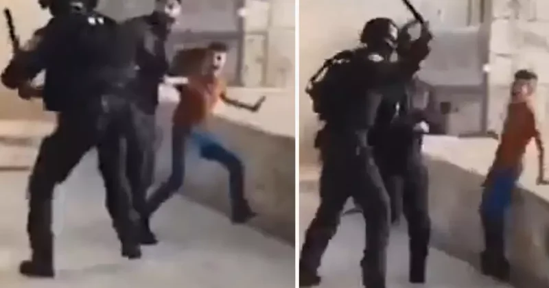 İsrailli asker, Filistinli babayı çocuğunun gözü önünde dövdü