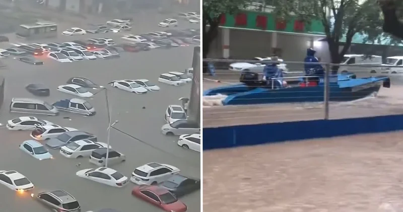 Çin in Qinzhou şehri tamamen sulara gömüldü