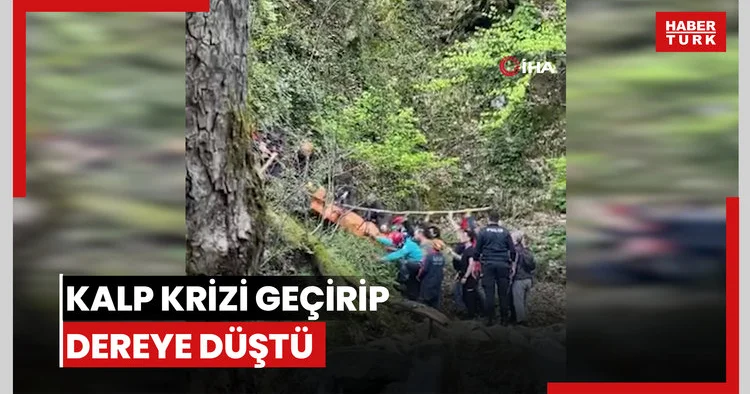 Kalp krizi geçirip dereye düştü