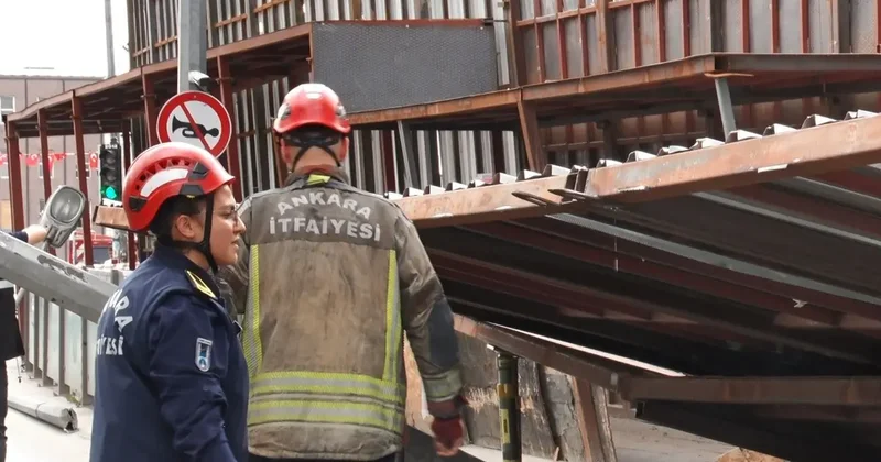 Başkent’te yıkım sırasında platform yola çöktü: 3 yaralı
