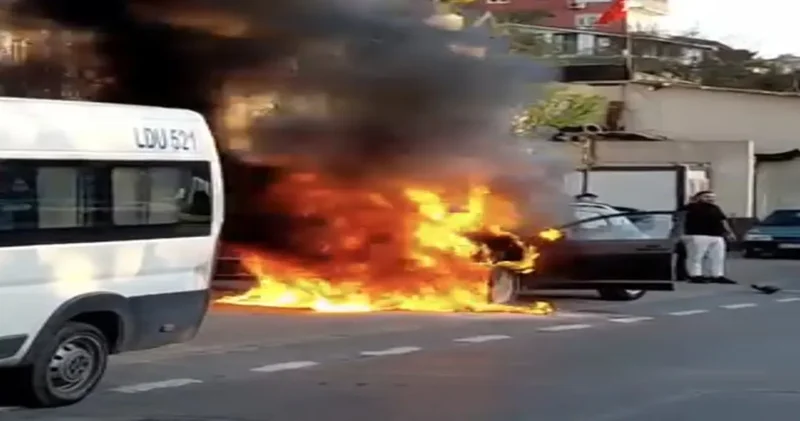 Beykoz’da seyir halindeki araç alev alev yandı!
