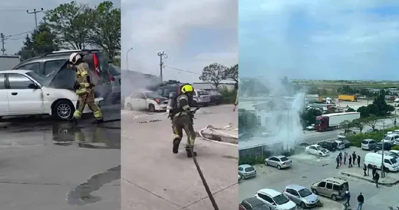 Bursa’da hastane otoparkındaki otomobil yandı