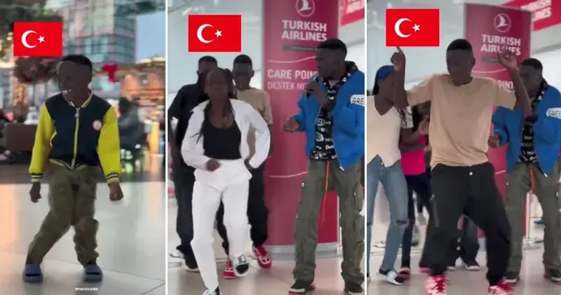 Ugandalı dans grubundan İstanbul Havalimanı nda renkli gösteri