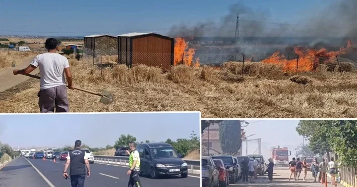 Tekirdağ da tarlada çıkan yangın 4 farklı noktaya sıçradı! Yerleşim alanlarına yaklaşıyor