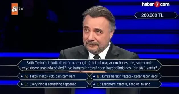 Milyonere damga vuran Fatih Terim sorusu! 200 bin TL lik risk aldı