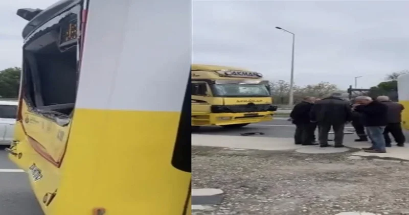 İstanbul da kamyonun çarptığı İETT otobüsündeki 9 yolcu yaralandı