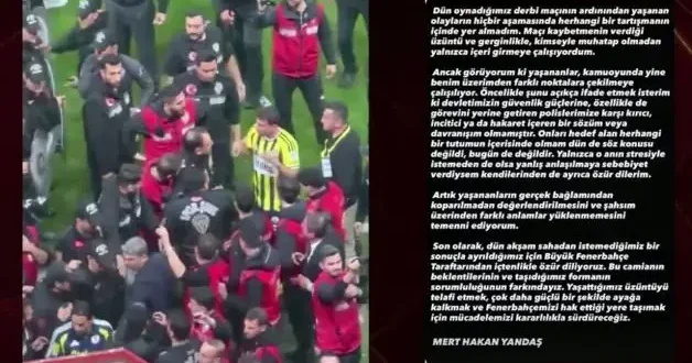 Mert Hakan Yandaş derbi sonrası özür açıklamasında bulundu