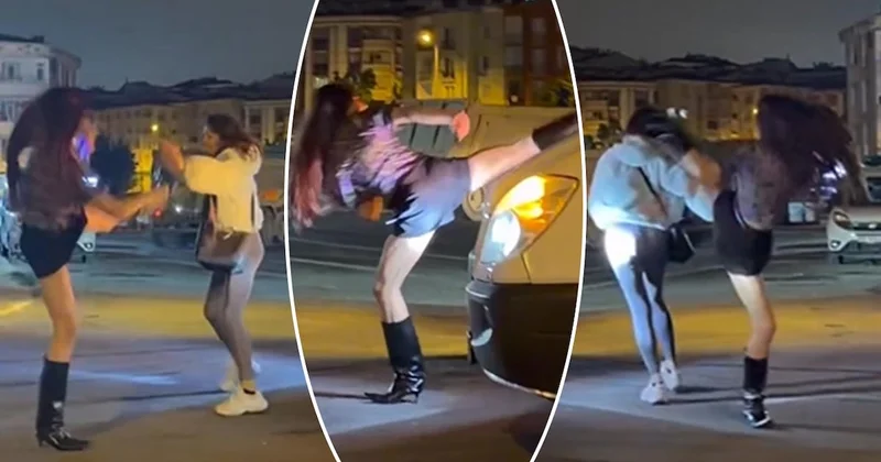 İstanbul da erkeklerin şaşkınlıkla izlediği kadın kavgası: Bu kick boksçudur hee Sözcü Gazetesi