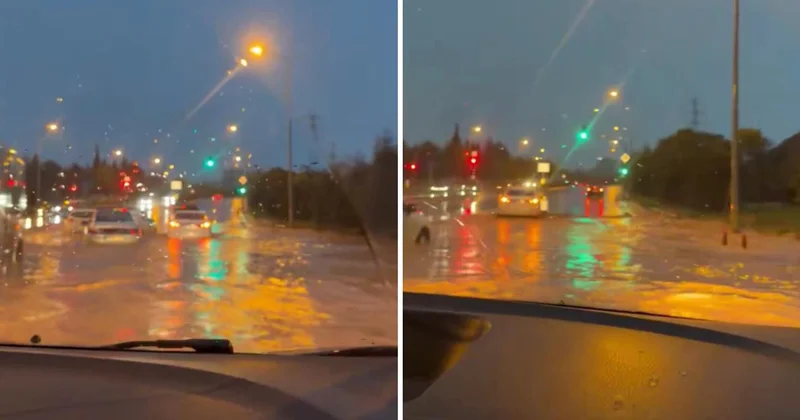 Görüntü bu sabah kaydedildi! Sağanağın vurduğu iki ilçede yollar göle döndü