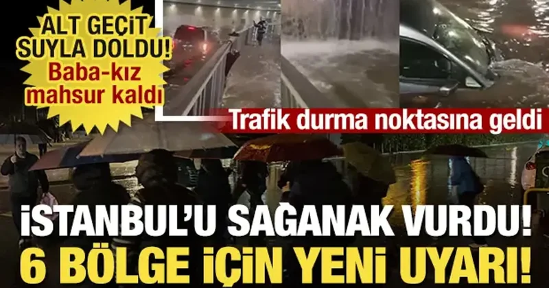 İstanbul da yağmur etkisini artırdı! Alt geçidi su bastı, trafik durma noktasına geldi!