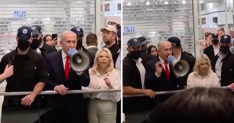 Netanyahu alışveriş merkezinde megafonla insanları oy kullanmaya çağırdı