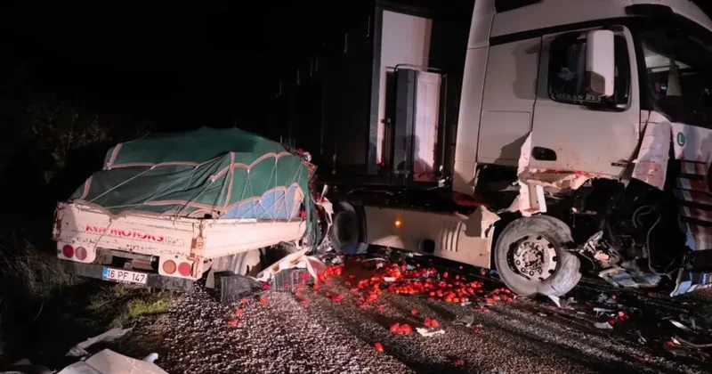 Tır ile kamyonet kafa kafaya çarpıştı: 2 ağır yaralı
