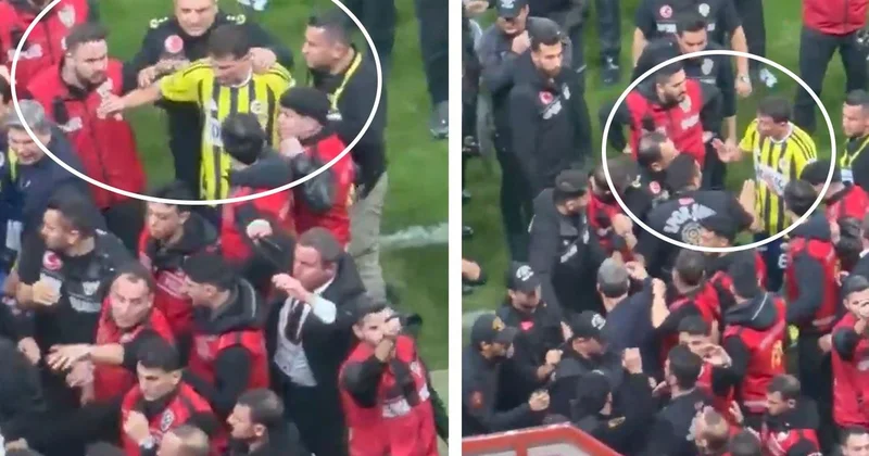 Mert Hakan Yandaş, saha içinde görev yapan polisi önce itti, sonra tartıştı