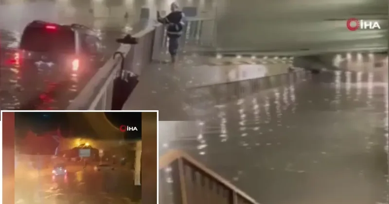 İstanbul da yağış sonrası korkutan manzara! Baba kız mahsur kaldı: Canımızı zor kurtardık