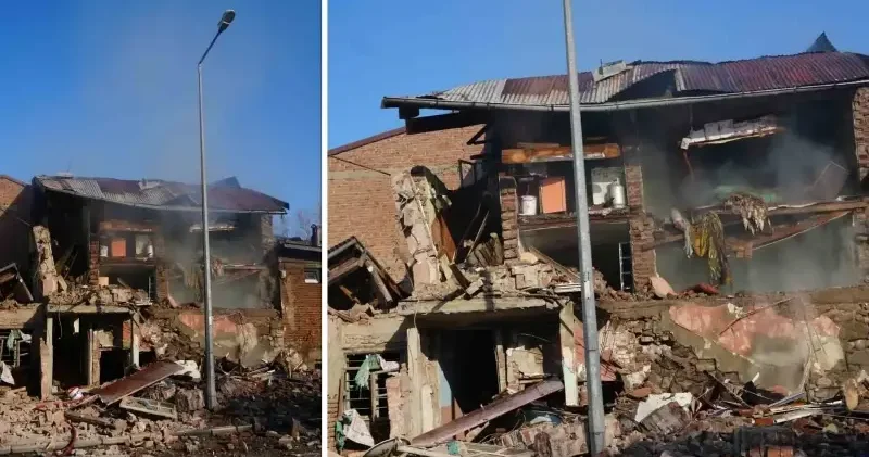 Erzurum’da doğalgaz patlaması: 2 ev çöktü bir kişi yaralandı Erzurum Haberleri