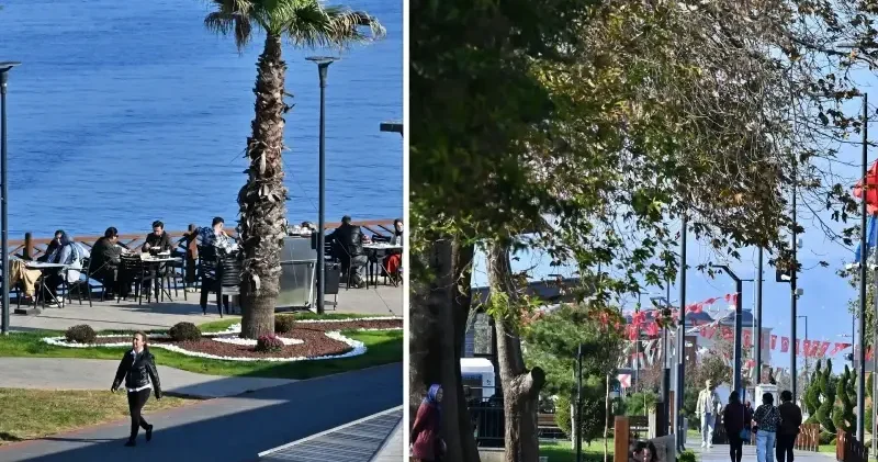 Trabzon da güneşli havada sahiller doldu taştı: Kimi çay keyfi yaptı kimi balık tuttu Trabzon Haberleri