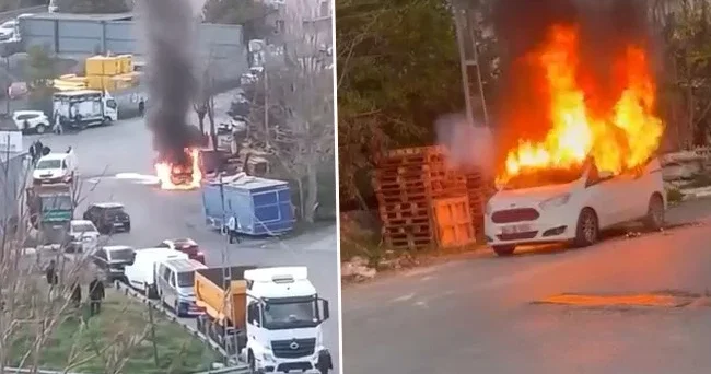 Park halindeki araç alevlere teslim oldu!