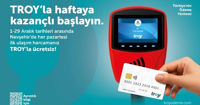TROY Logolu temassız kartlarla yapılan ilk ulaşım ödemesi ücretsiz Nevşehir Haberleri