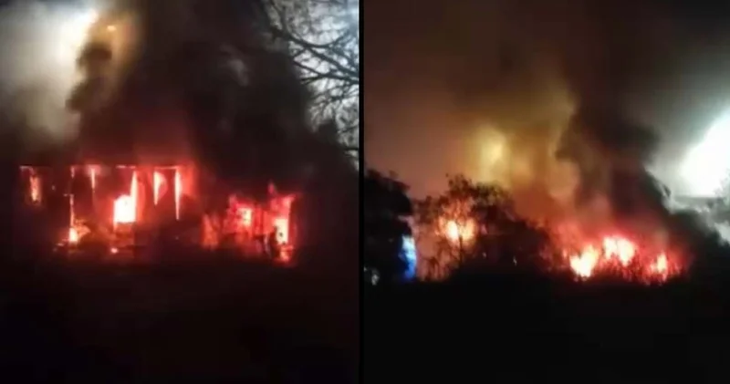 Bursa da korkutan yangın! Prefabrik alev alev yandı: Söndürmeye çalışan bir kişi yaralandı