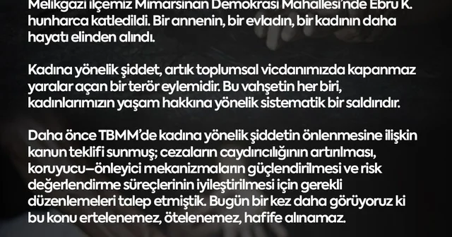 MHP li Ersoy: Kadınlarımızın yaşam hakkını korumak devletin, toplumun ve hepimizin namus borcudur Kayseri Haberleri