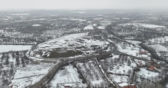 Arslantepe Höyüğü karla kaplı haliyle havadan görüntülendi Malatya Haberleri