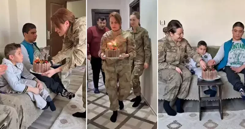 Jandarmadan bedensel engelli Doğanay’a doğum günü sürprizi