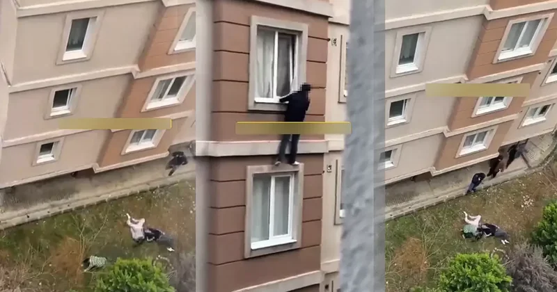 Ümraniye de hareketli dakikalar! Basılan genç çift camdan aşağı atladı