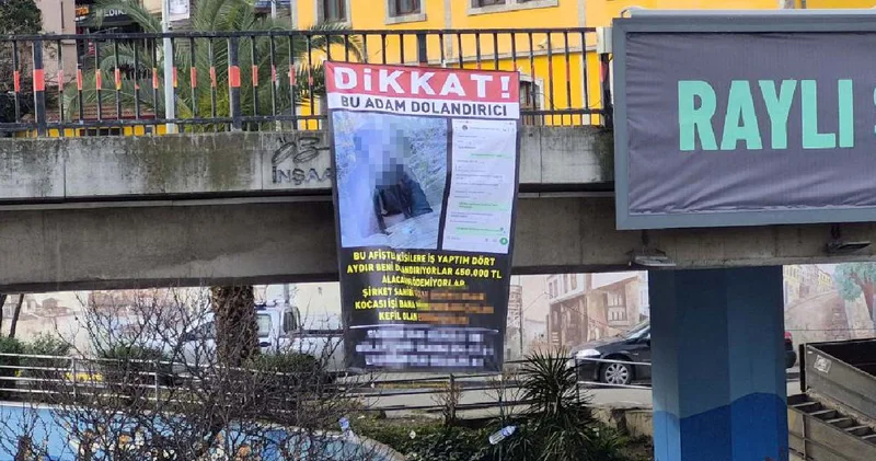 Trabzon’da dolandırıldığını iddia eden kişi fotoğrafları üst geçide astı