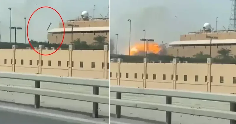 İran ın Bahreyn deki ABD donanma üssünü vurduğu anlar kamerada