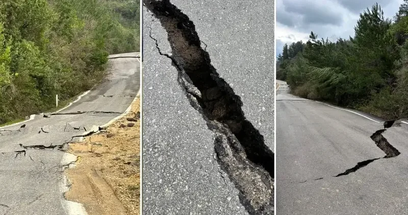 Heyelan faciası: Yolda dev yarıklar oluştu Gündem Haberleri