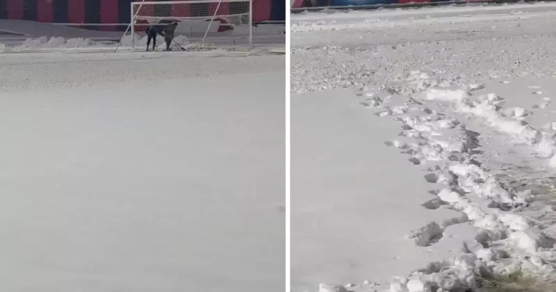 Diz boyu kar yağdı! Sizce burada maç oynanır mı?