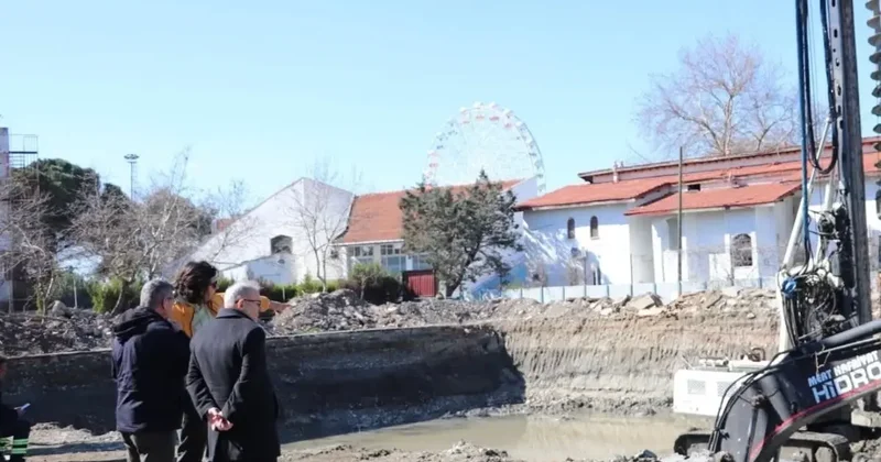 Edremit’te yapımı süren okul inşaatında inceleme