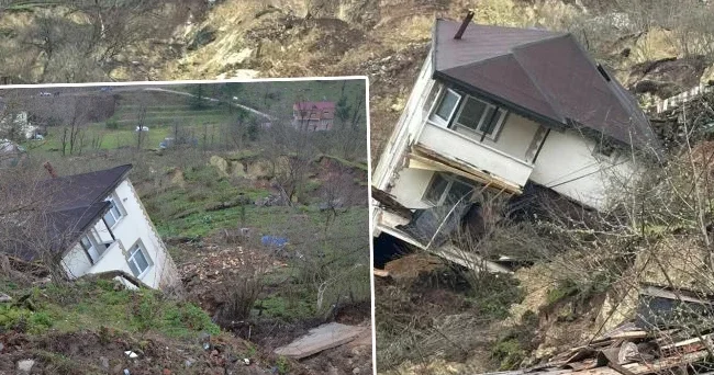 Ordu da heyelan: Evler yıkıldı, yol çöktü! Bölgeye giriş çıkış kapandı