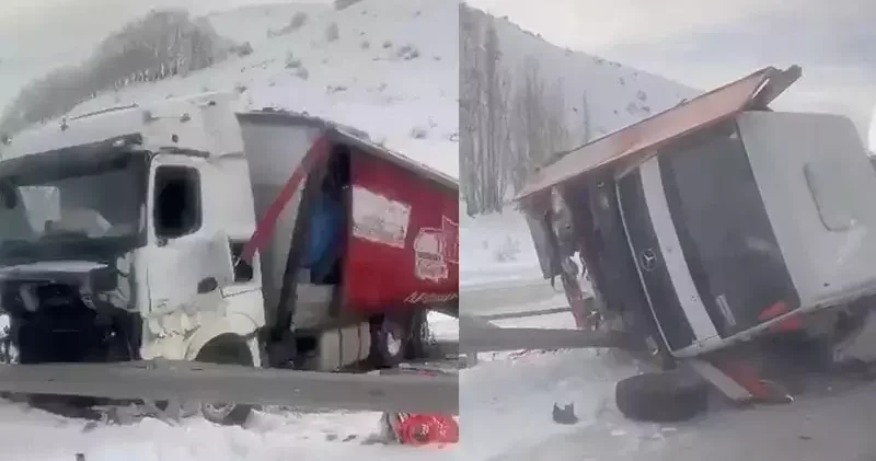 Erzurum kara yolu, kaza nedeniyle tek yönlü trafiğe kapandı