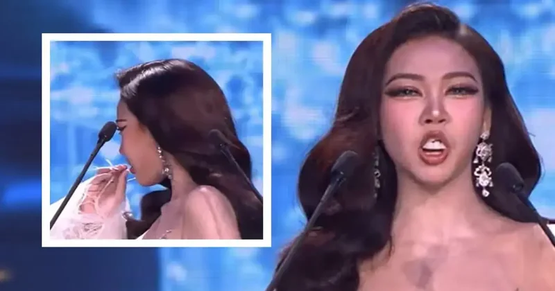 Miss Grand Thailand da talihsiz kaza: Yarışmacının sahnede protez dişleri düştü!