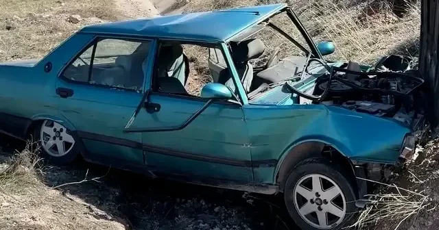Nevşehir de şarampole devrilen otomobilin sürücüsü yaralandı VİDEO İZLE