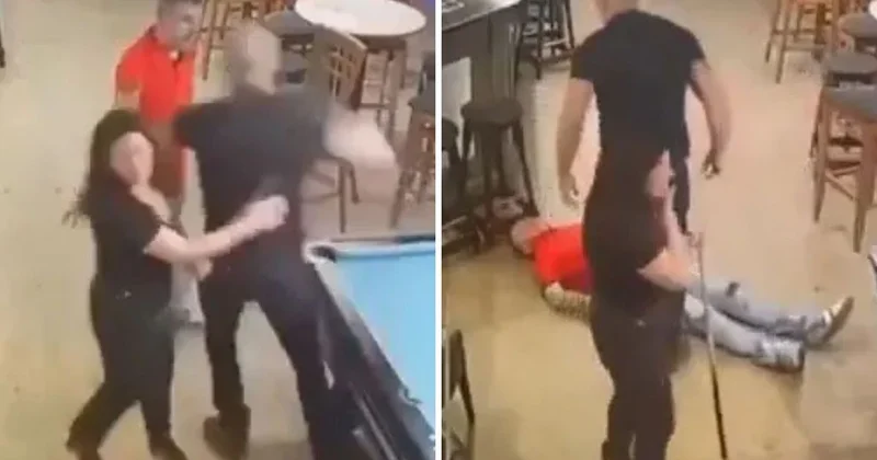 Bilardo masasında taciz intikamı! Karısına dokunan adamı tek yumrukla nakavt etti!