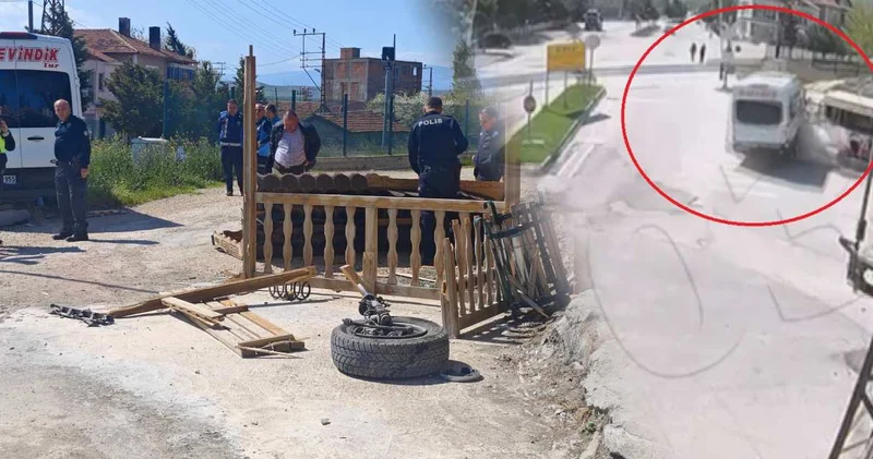 Alkollü sürücü kaldırıma çarparak durağı devirdi! 2 öğrenci saniyelerle kurtuldu