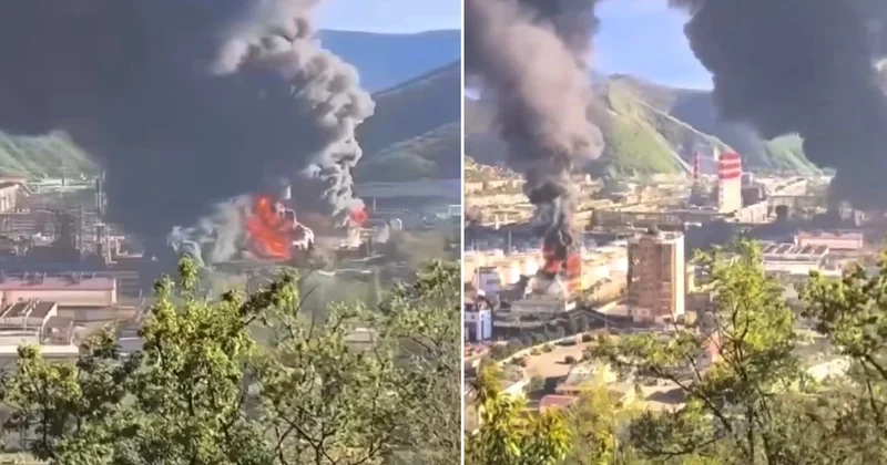 Ukrayna, Rusya daki petrol rafinerisini vurdu! Alevler gökyüzünü kapladı