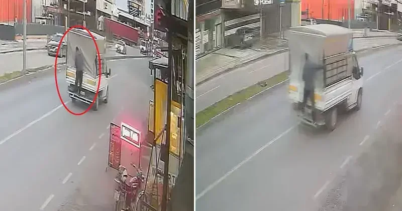 Kamyonetin kasasından 40 kilo et çaldı; o anlar kamerada