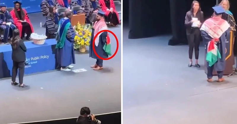 Filistin bayrağıyla sahneye çıkan öğrenciye diploması verilmedi
