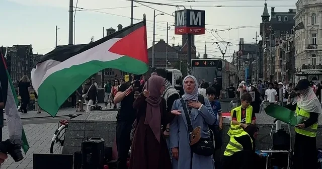 Amsterdam’da Filistin için 5 saatlik farkındalık eylemi VİDEO İZLE