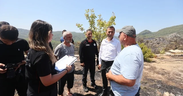 Muğla Büyükşehir Belediyesi nden yangın bölgesinde hasar tespiti çalışması Aydın Haberleri Habertürk Yerel Haberler