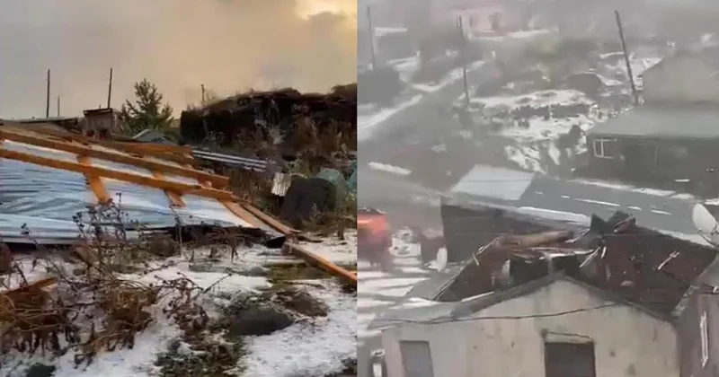 Yaz ortasında kışı yaşadılar: 20’den fazla evin çatısı uçtu Sözcü Gazetesi