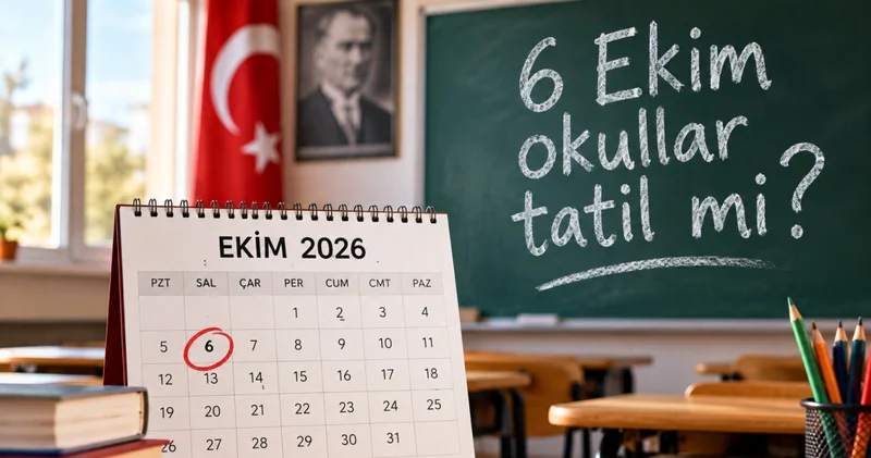 6 EKİM OKULLAR TATİL Mİ? 6 Ekim 2026 Salı günü okul var mı, yarım gün mü, tatil mi, ders işlenecek mi? MEB 2026 2027 tatil takvimi!