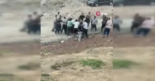 Gaziantep te iki grup arasında taşlı sopalı meydan kavgası