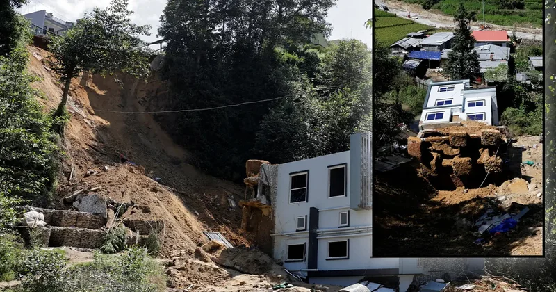 Görüntüler Nepal den! Günlerdir süren yağışlar sonrası toprak kayması