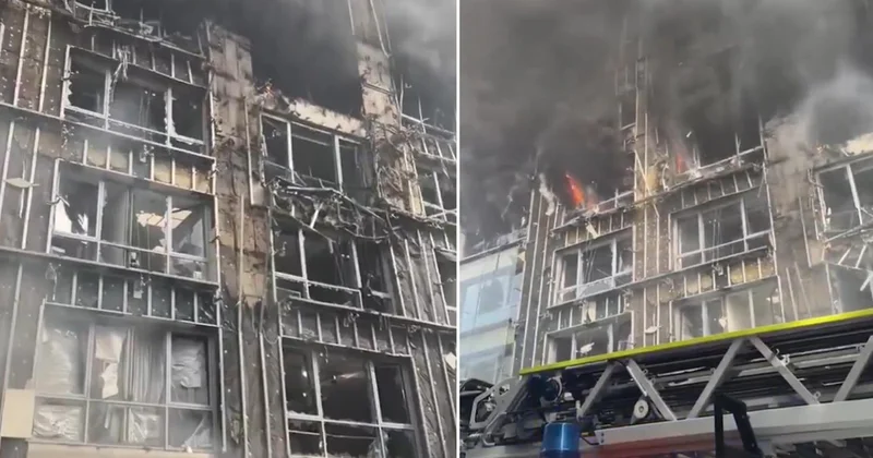 Rusya insanlarla dolu iş merkezini küle çevirdi! Görüntüler korkunç