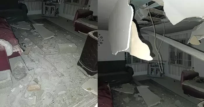 Balıkesir deki deprem Manisa daki evin tavanını çökertti!